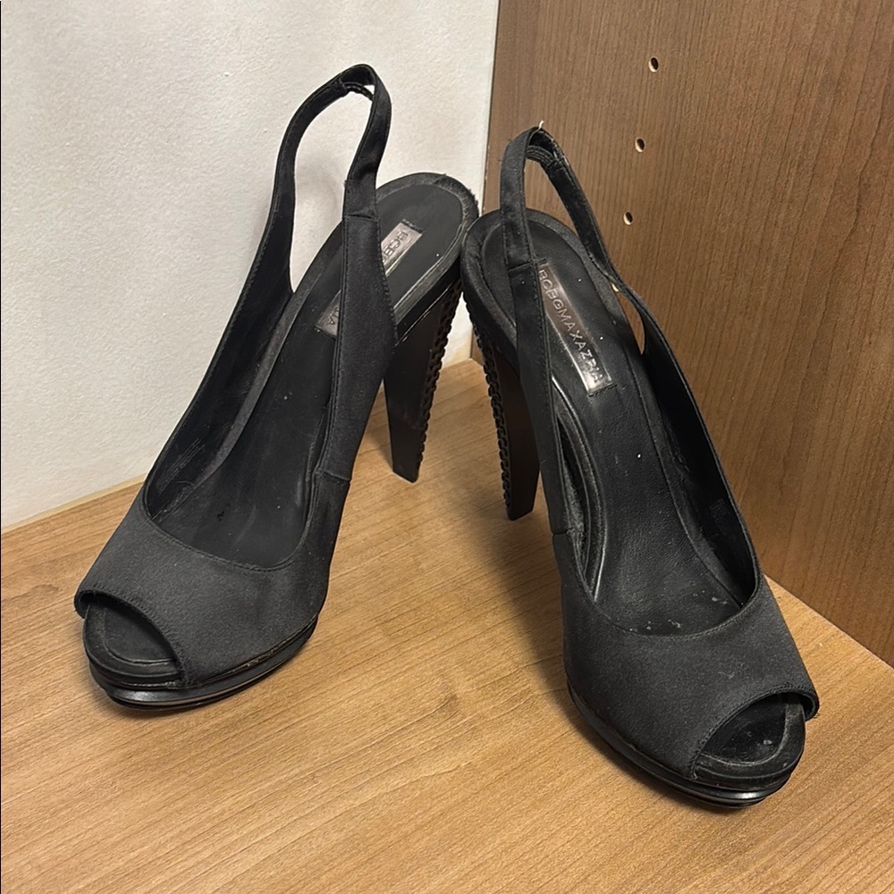 Elegant Black Slingback Heels Size 9 BCBG Max Azria